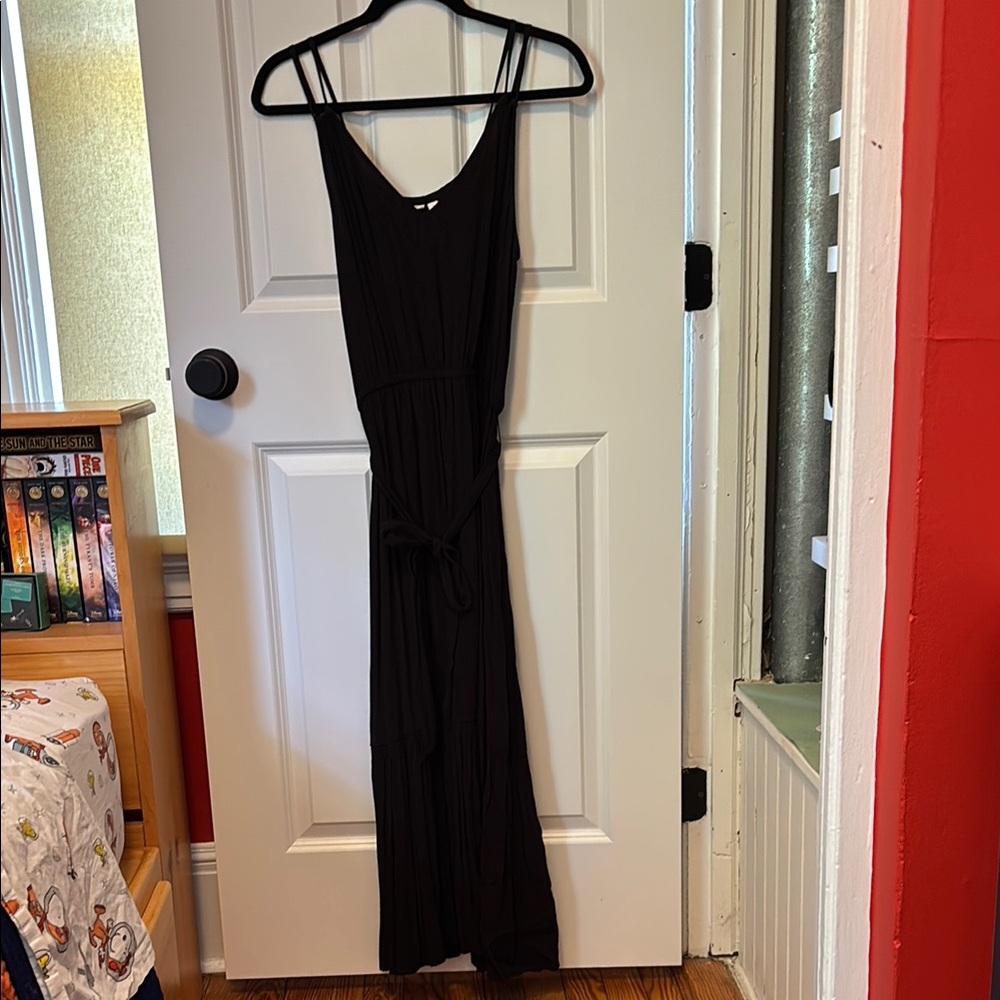 GAP Black Midi Dress with Tie Waist